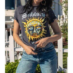 Sublime Band Graphic T-Shirt Women's XL Heather Gray  Polyester Sun Design Long